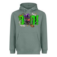 Sage Boo! with black cat Halloween Heavyweight Hoodie - NancyCooperArtShop