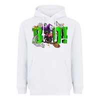 White Boo! with black cat Halloween Heavyweight Hoodie - NancyCooperArtShop