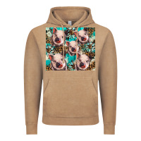 Vintage Coffee western cowhide sunflower baby pig Vintage Hoodie - BarkalooDesign