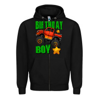 Black birthday boy monster truck Zipper Hoodie - Jasminsmagicworld