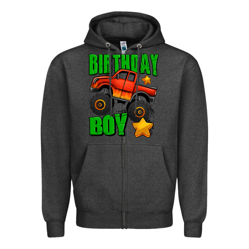 Birthday Boy Monster Truck Zipper Hoodie by Jasminsmagicworld | Teevron