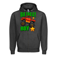 Charcoal Heather birthday boy monster truck Zipper Hoodie - Jasminsmagicworld