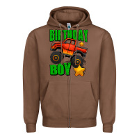 Chestnut birthday boy monster truck Zipper Hoodie - Jasminsmagicworld