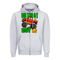 Heather Grey birthday boy monster truck Zipper Hoodie - Jasminsmagicworld