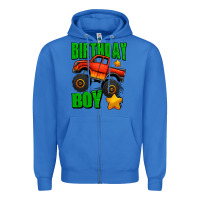 True Royal birthday boy monster truck Zipper Hoodie - Jasminsmagicworld