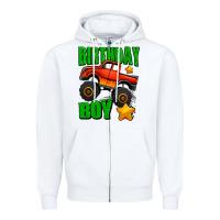 White birthday boy monster truck Zipper Hoodie - Jasminsmagicworld