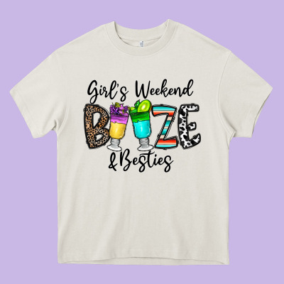 Girl's Weekend Booze & Besties Heavy Core Tee Designed By Cowhidedigitalart