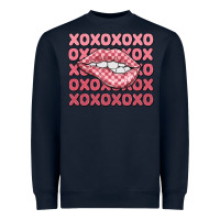 Navy xoxo checker lips Heavyweight Sweatshirt - MaliasSmallBusiness
