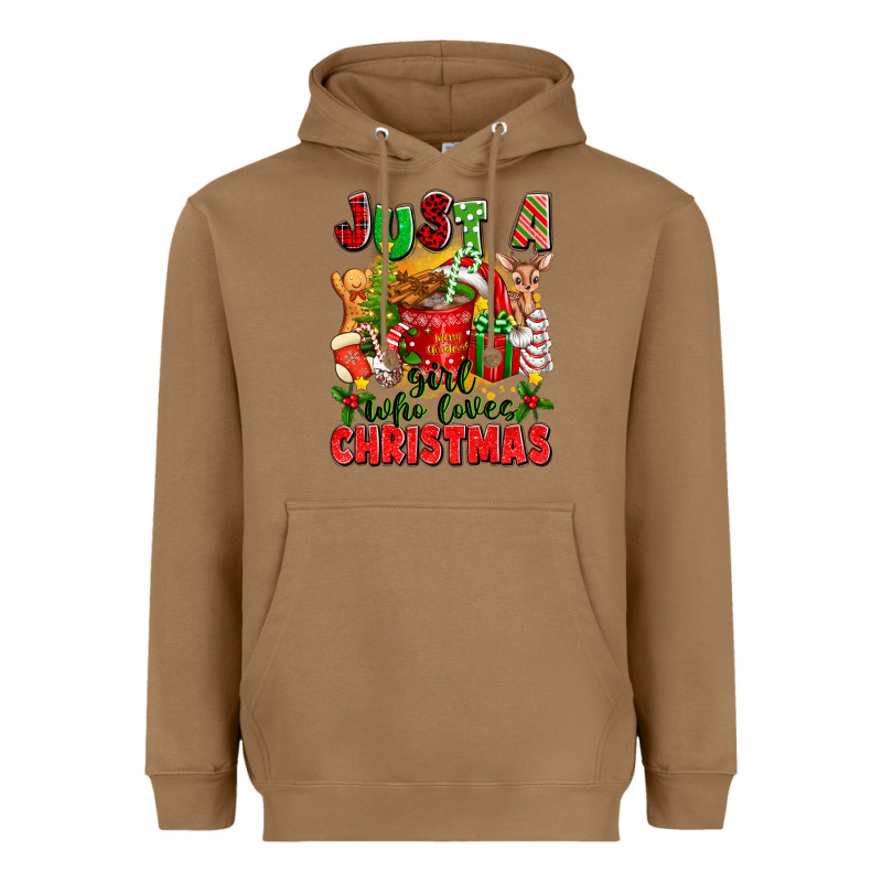 Just A Girl Who Loves Christmas Heavyweight Hoodie by texasbilliewilder | Teevron
