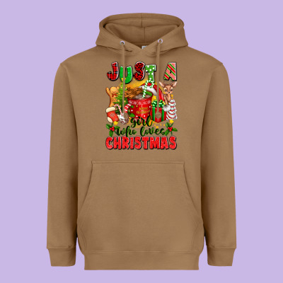 Just A Girl Who Loves Christmas Heavyweight Hoodie Designed By Texasbilliewilder