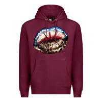 Burgundy American lip leopard 4th of july Premium Hoodie - HowdyJamesFarm