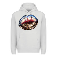 Dove Grey American lip leopard 4th of july Premium Hoodie - HowdyJamesFarm
