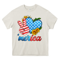Cream america with heart Heavy Core Tee - HRA Design Shop