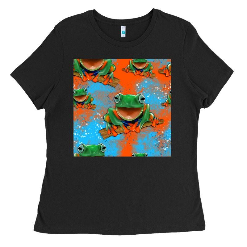 Funny Frogs Seamless Pattern Ladies Tee by HRA Design Shop | Teevron
