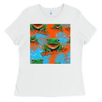 White funny frogs seamless pattern Ladies Tee - HRA Design Shop
