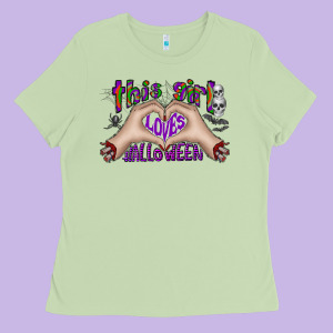 This Girl Loves Halloween Ladies Tee Designed By Cowhidedigitalart