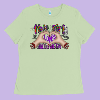 This Girl Loves Halloween Ladies Tee Designed By Cowhidedigitalart