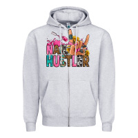 Heather Grey nail hustler Zipper Hoodie - Jasminsmagicworld