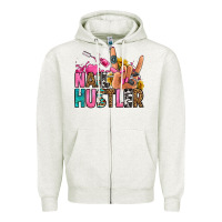 Oatmeal Heather nail hustler Zipper Hoodie - Jasminsmagicworld