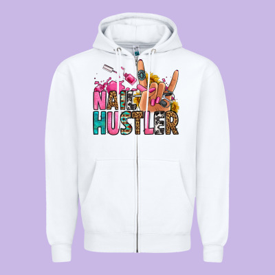 Nail Hustler Zipper Hoodie Designed By Jasminsmagicworld