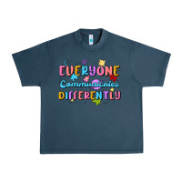 Midnight Navy everyone communicates differently Urban Heavy Tee - MaliasSmallBusiness