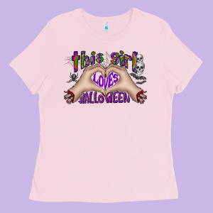 This Girl Loves Halloween Ladies Tee Designed By Cowhidedigitalart