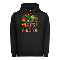 Pigment Black Let's Fiesta Mexico Coffee Cups With Cactus Urban Hoodie - FaDigitalArtStudio