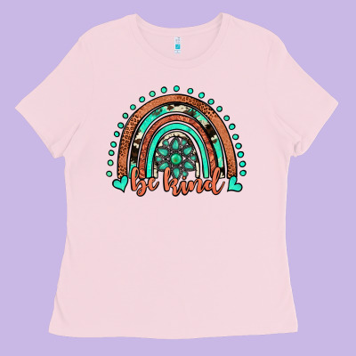 Be Kind Western Turquoise Rainbow Ladies Tee Designed By Jahusdesignshop