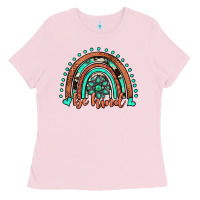 Bubblegum Pink be kind western turquoise rainbow Ladies Tee - JahusDesignShop