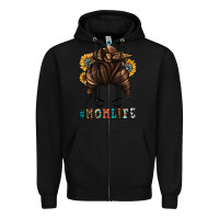 Black mom life messy bun Zipper Hoodie - Jasminsmagicworld