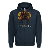 Navy mom life messy bun Zipper Hoodie - Jasminsmagicworld