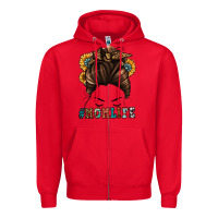 Red mom life messy bun Zipper Hoodie - Jasminsmagicworld