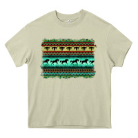 Mossy turquoise aztec bullskull and horse Heavy Core Tee - BarkalooDesign