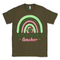 Army Green lucky to be a teacher Classic Tee - MaliasSmallBusiness