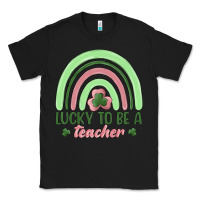 Black lucky to be a teacher Classic Tee - MaliasSmallBusiness