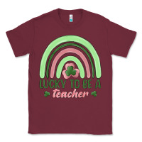 Burgundy lucky to be a teacher Classic Tee - MaliasSmallBusiness