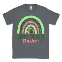 Charcoal Heather lucky to be a teacher Classic Tee - MaliasSmallBusiness