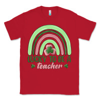 Red lucky to be a teacher Classic Tee - MaliasSmallBusiness