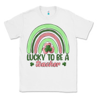 White lucky to be a teacher Classic Tee - MaliasSmallBusiness