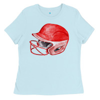 Baby Blue red softball helmet fa element Ladies Tee - FaDigitalArtStudio