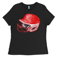 Black red softball helmet fa element Ladies Tee - FaDigitalArtStudio