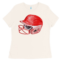 Bone red softball helmet fa element Ladies Tee - FaDigitalArtStudio