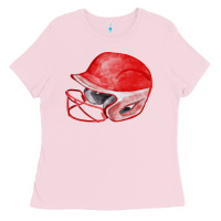 Bubblegum Pink red softball helmet fa element Ladies Tee - FaDigitalArtStudio