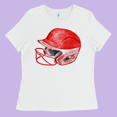 Red Softball Helmet Fa Element Ladies Tee Designed By Fadigitalartstudio