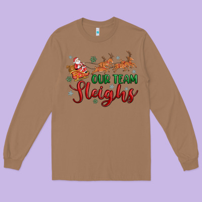 Our Team Sleigh Long Sleeve Tee Designed By Maliassmallbusiness