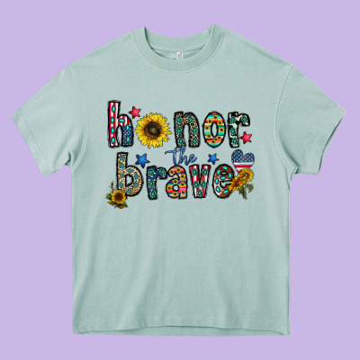 Honor The Brave Heavy Core Tee Designed By Cowhidedigitalart