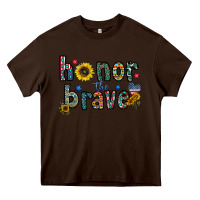 Chocolate Brown honor the brave Heavy Core Tee - CowhideDigitalArt