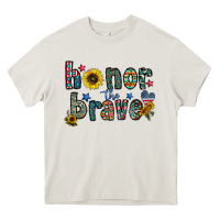 Cream honor the brave Heavy Core Tee - CowhideDigitalArt