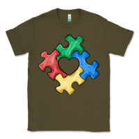 Army Green autism puzzle Classic Tee - MaliasSmallBusiness