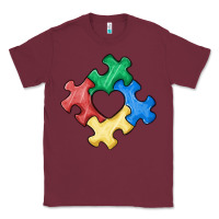 Burgundy autism puzzle Classic Tee - MaliasSmallBusiness